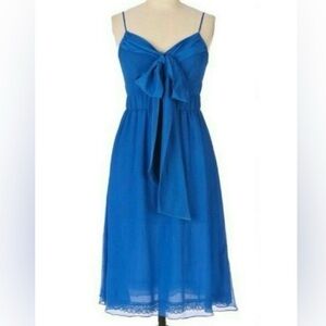 Anthropologie MOULINETTE SOEURS 8 Blue Silk After Party Dress Feminine Holiday